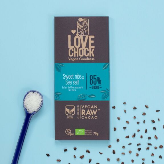 Tablete Chocolate Negro 85% e Sal Marinho | Bio Vegan Direct Trade | 70gr