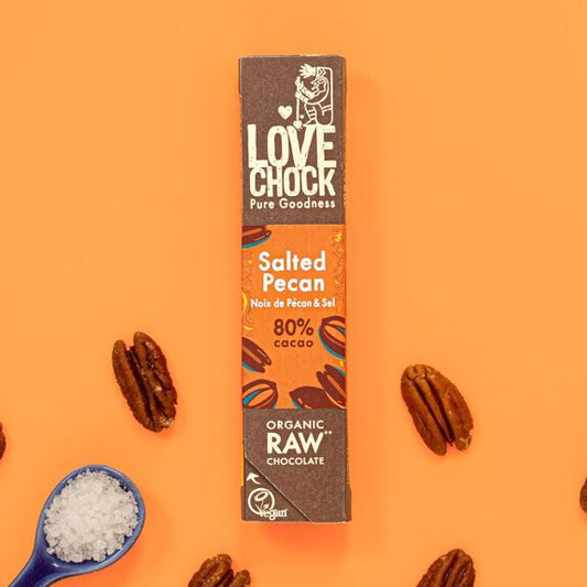 Mini Tablete Chocolate Negro 80% e Pecan Salgada | Bio Vegan Direct Trade | 40gr