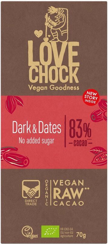 Tablete Chocolate Negro 83% Adoçado com Tâmaras | Bio Vegan Direct Trade | 70gr